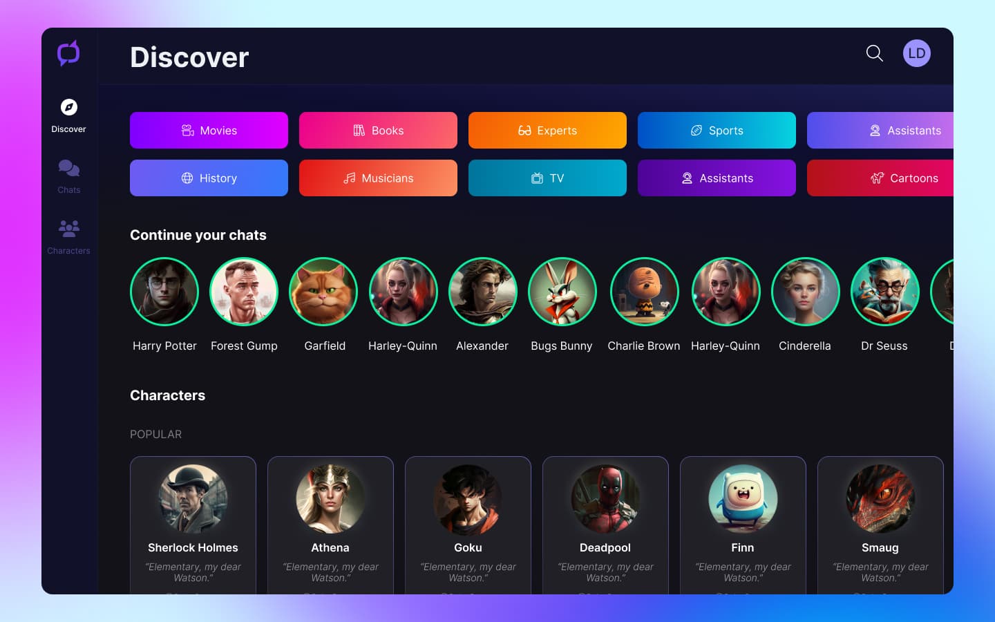 TalkToo.ai — character conversation interface.
